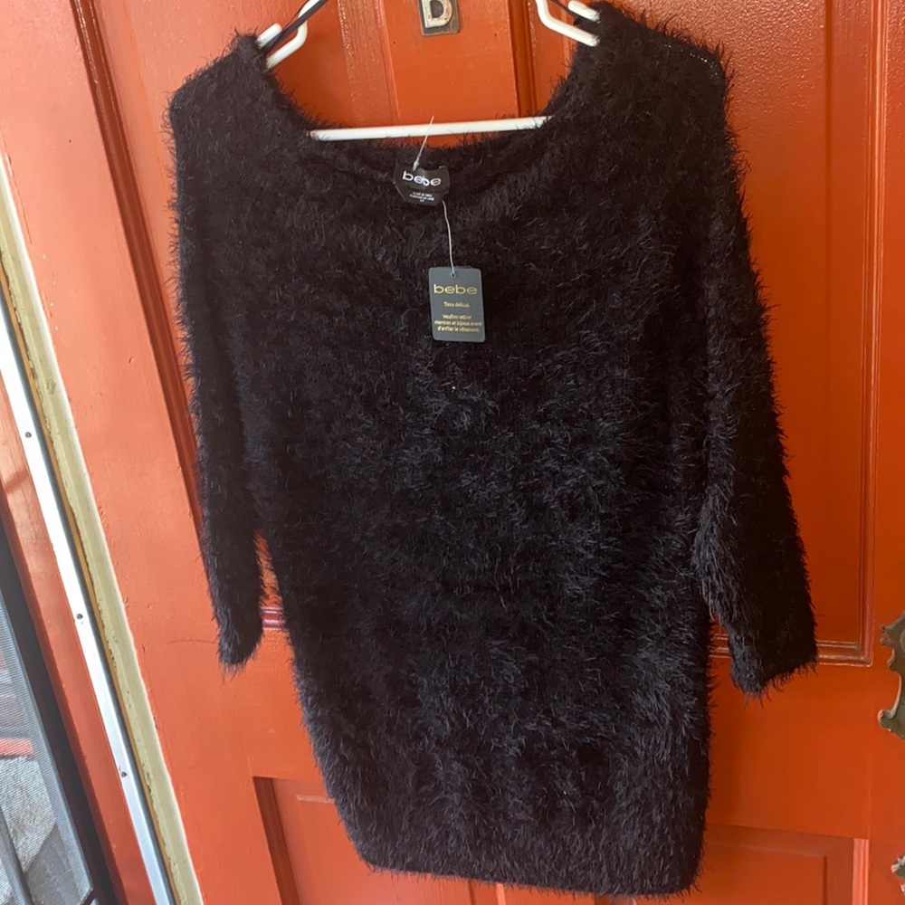 New bebe black fuzzy sweater
